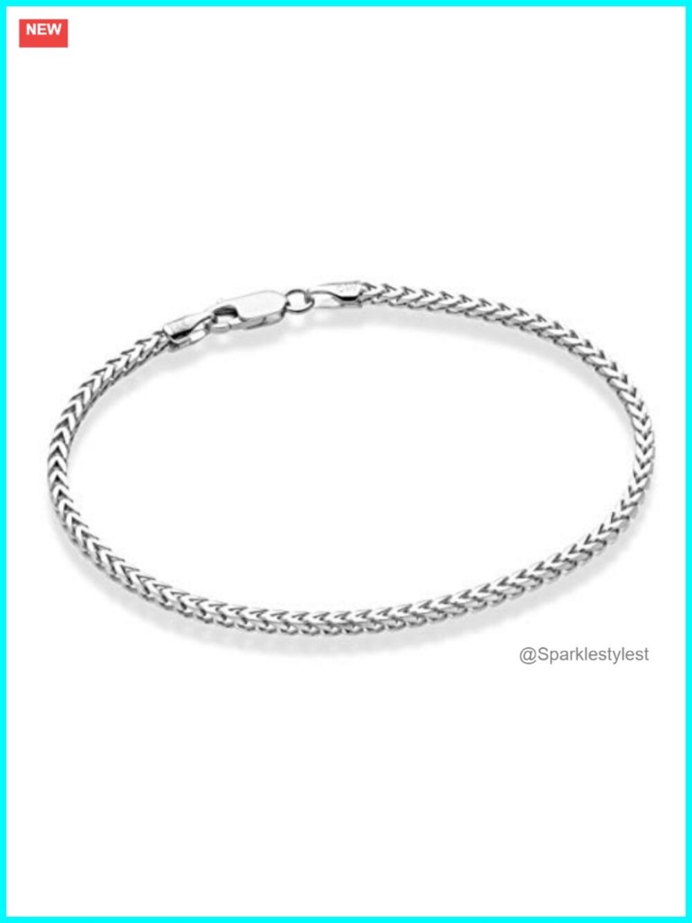 925 Sterling Silver Franco Box Chain Bracelet Italian Made Unisex 8.5 In
